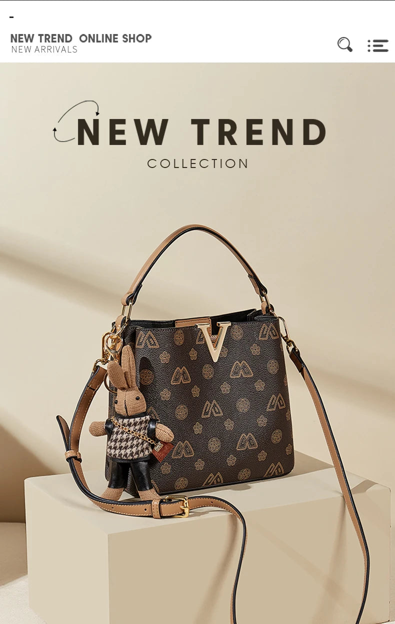 Damen Handtasche im Retro-Stil mit kleinem Bucket Bag