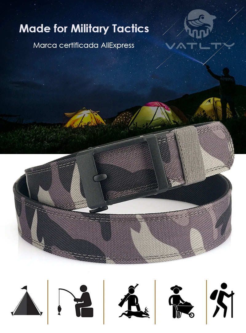 VATLTY New Hard Tactical Belt for Men Metal Automatic Buckle IPSC Gun Belt 1100D Nylon Military Belt Outdoor Sports Girdle Male