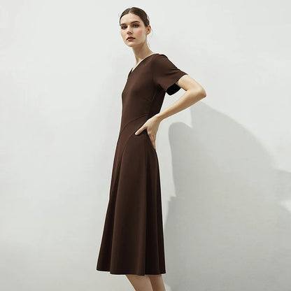 Elegantes Midikleid Für Damen Mit Raffung Und V-Ausschnitt