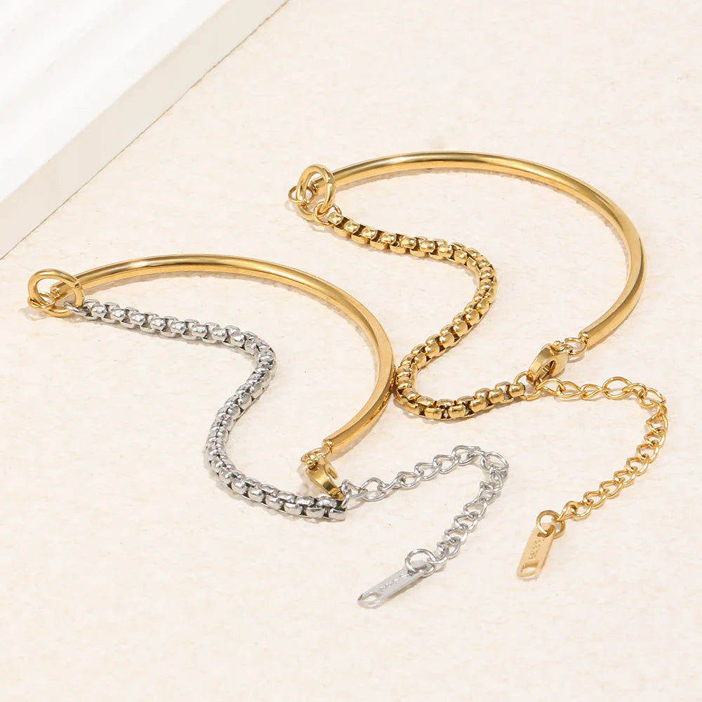 Damen-Armband mit Kastenkette und Stabglieder aus Edelstahl