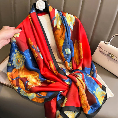 Damen Seidenschal groß 180x90cm Sommer Strand Foulard Bandana weich