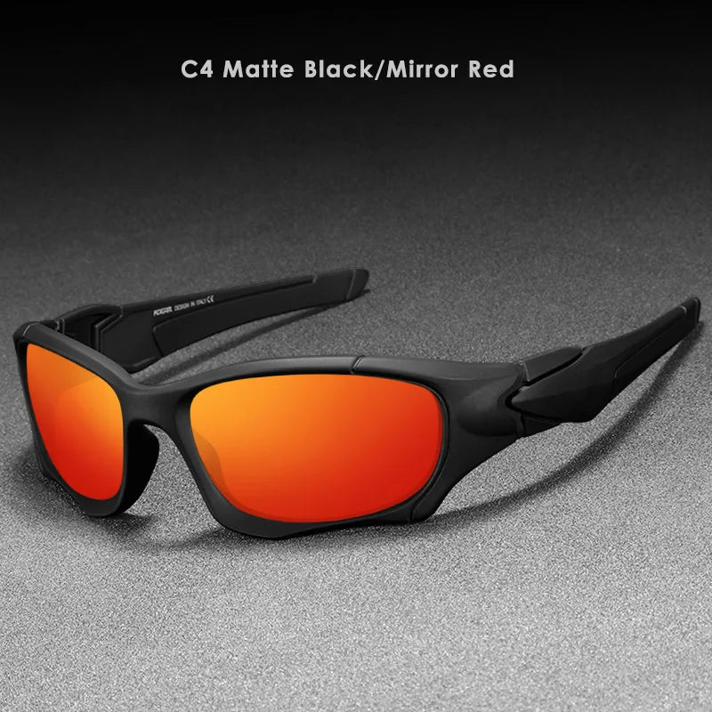 Sonnenbrille Radfahren polarisiert schwarz Krieger-Stil Reißverschlussetui Herren
