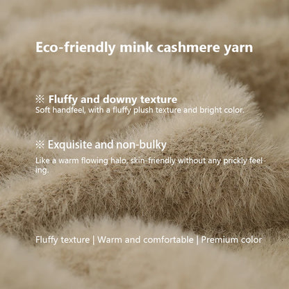 Produkttext zu umweltfreundlichem Mink-Kaschmirgarn: flauschig, warm, weich