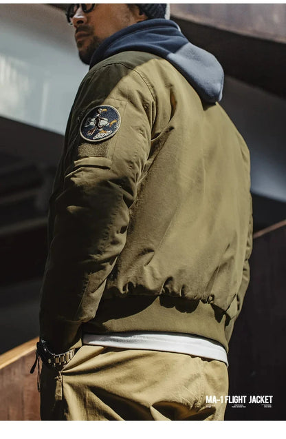 Herren Fliegerjacke Maden Reversible Baseballkragen Herbst Winter Verdickte Mäntel