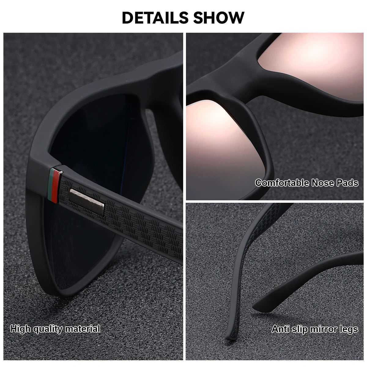 Sonnenbrille Rechteck Spiegel UV400 polarisiert Business Reise Herren