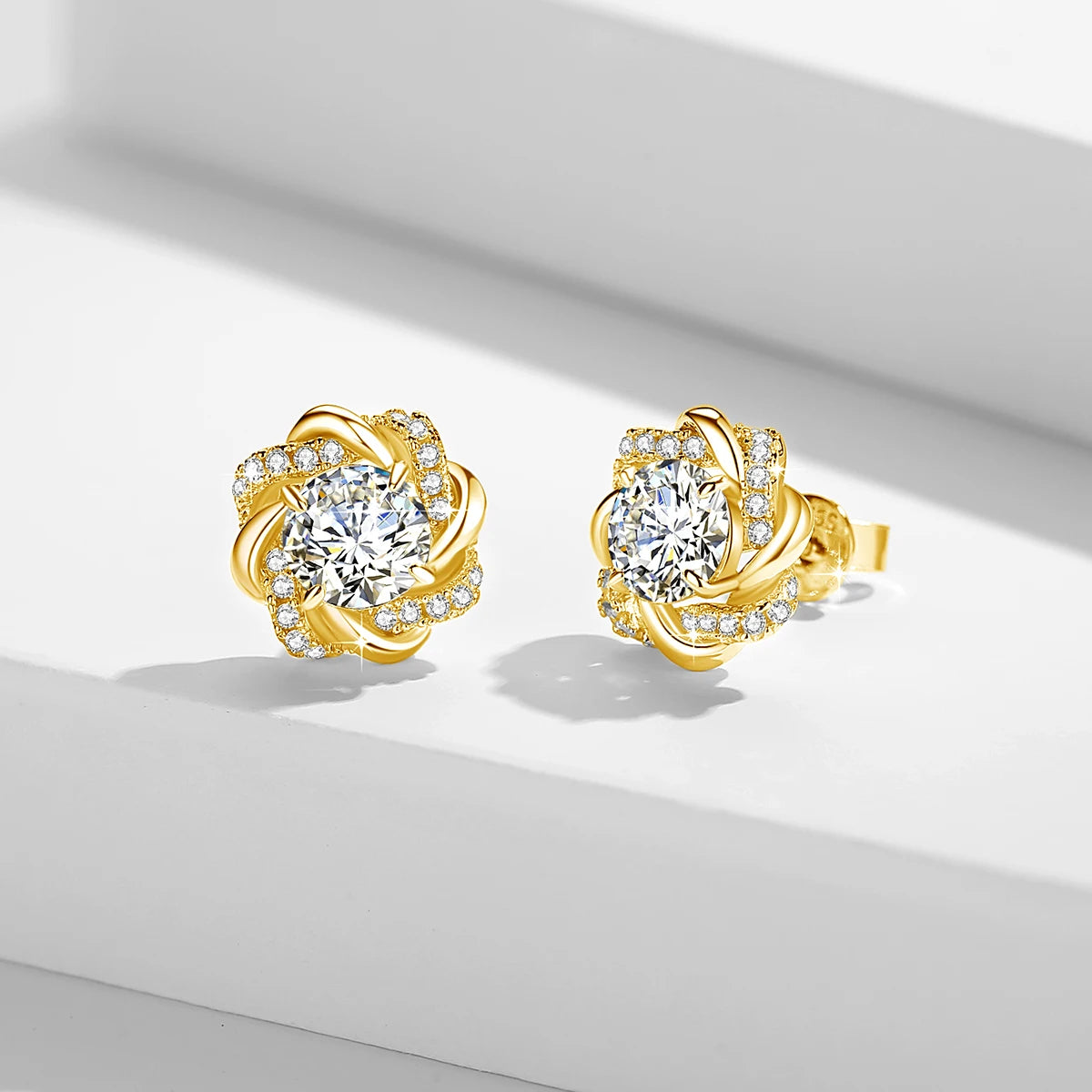 Damen-Moissanit-Ohrringe mit Zertifikat, 2 Karat Rosegold, Davidstern-Design, Luxusschmuck