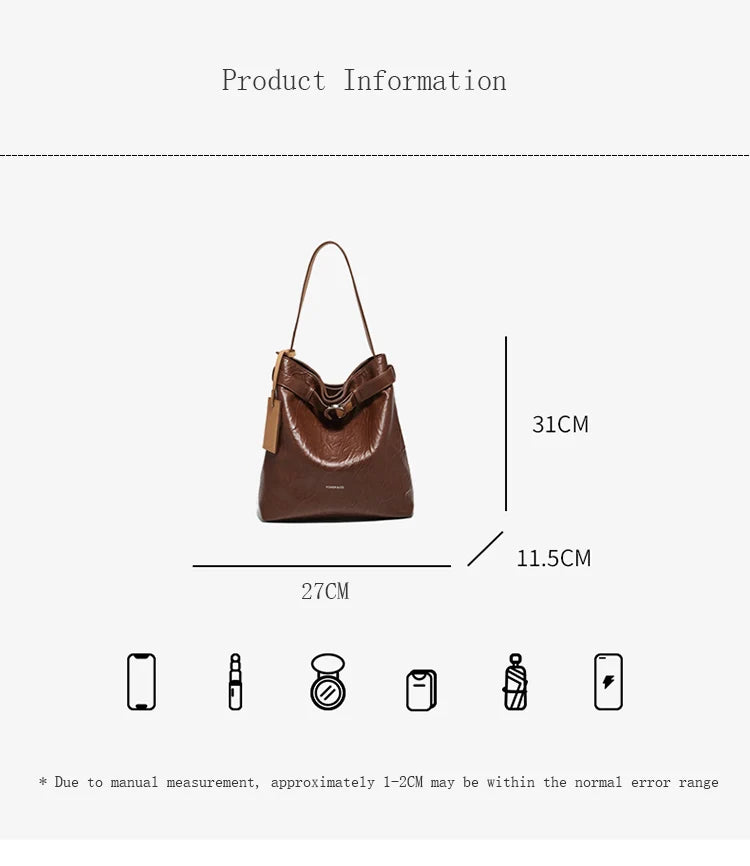 Damen Schultertasche Vintage Split-Leder mit großer Kapazität