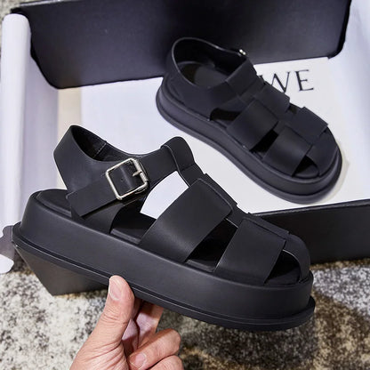 AIYUQI Women's Sandals Closed toe 2025 Summer New Women Roman Sandals Leisure Thick Soled Fashion Woven Women's Shoes Sandals