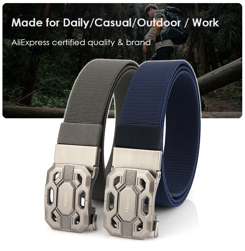 Herren-Gürtel Elastisch aus Nylon mit Metall-Schnalle für Alltag und Outdoor-Einsatz