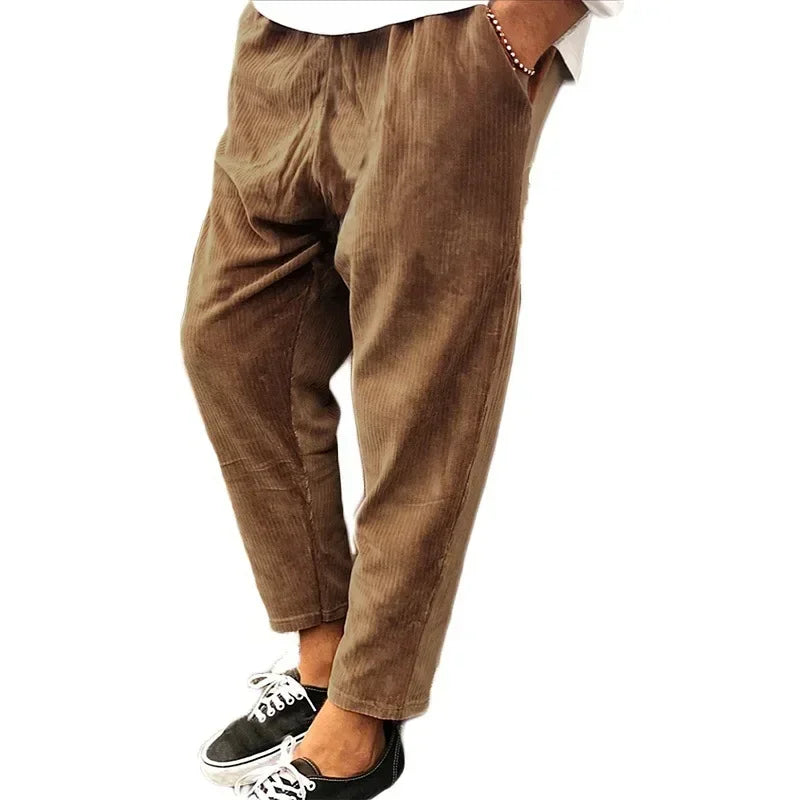 Leichte Herren-Eis-Seidenhose mit elastischem Bund – lockere, gerade Freizeithose für Sport und Alltag