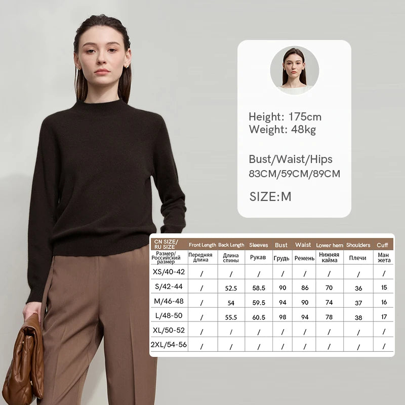 Damen-Rollkragenpullover Wolle-Kaschmir locker Herbst