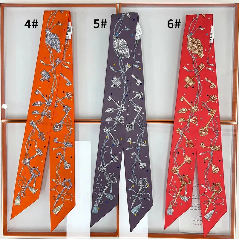 Damen Seidenschal klein quadratisch Haarband Halstuch Kopftuch Bandana E