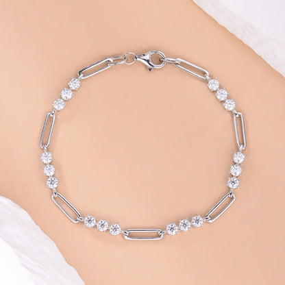 Damen-Armband Paperclip-Design mit Moissanit