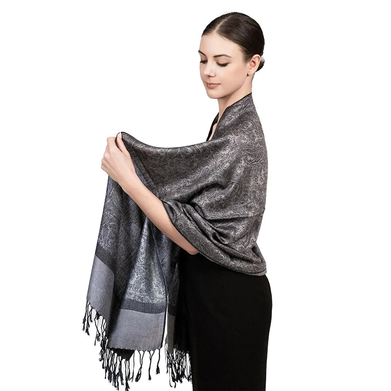 Damen Jacquard Schal ethnisch Kaschmir dick weich Halstuch Bandana Outdoor