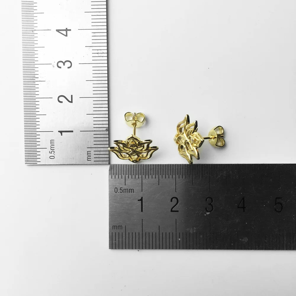 Damen-Ohrstecker Lotus golden Royal Vintage aus Sterlingsilber