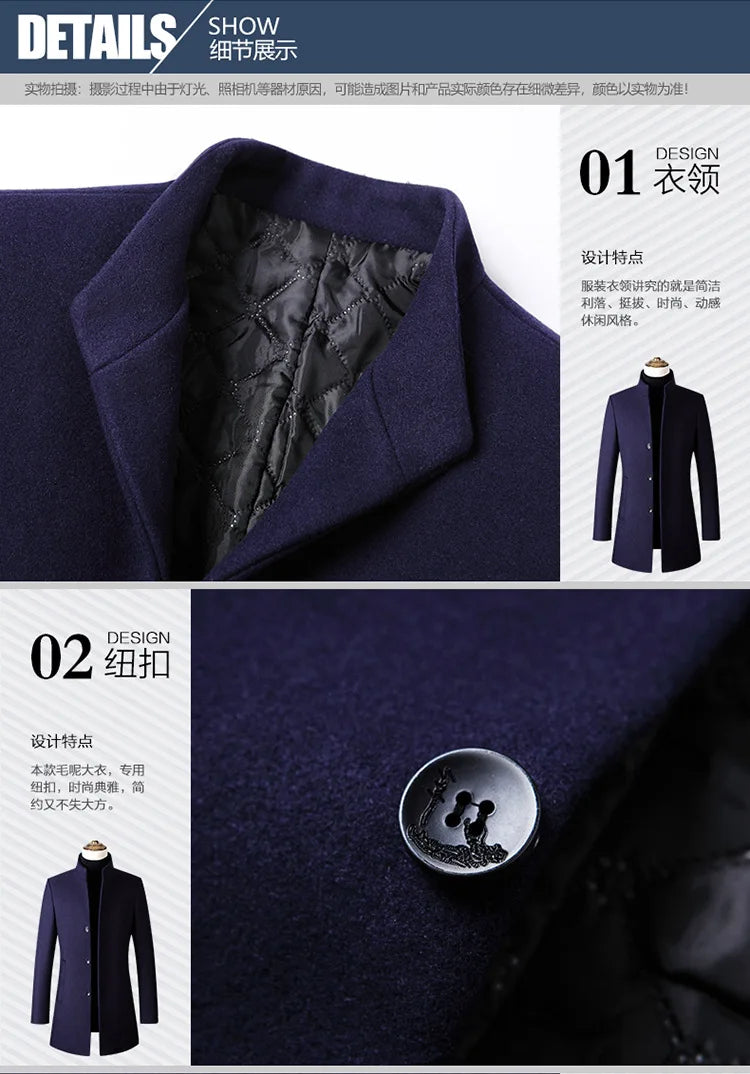 Herrenmantel mit Stehkragen – Dick gefüttert & wintertauglich