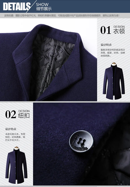 Herrenmantel mit Stehkragen – Dick gefüttert & wintertauglich