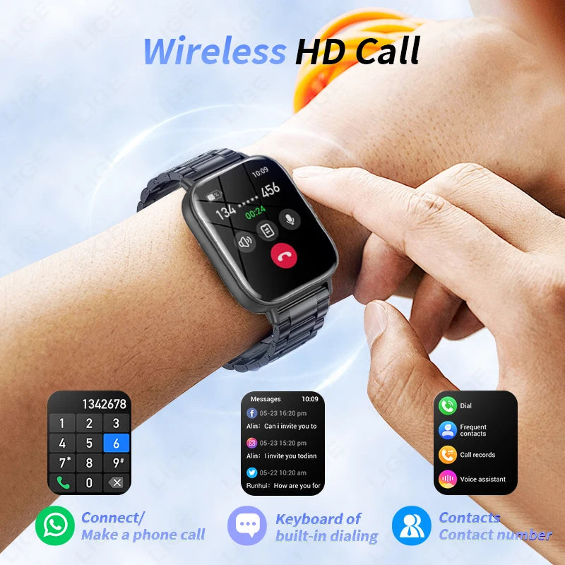LIGE Smartwatch IP68 Wasserdichte Sport Fitness Smart Uhr 1,83 Zoll Bildschirm Gesundheit Überwachung Uhren Für Männer Frauen Reloj Hombre