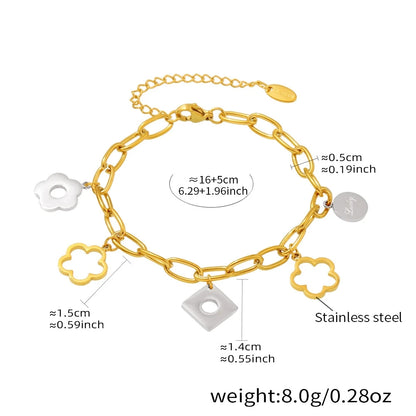 Damen-Charm-Armband mit Blumenmotiv aus Edelstahl