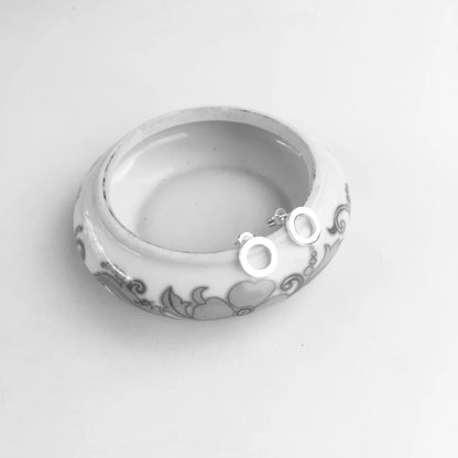 Damen-Ohrstecker rund kreisfoermig klassisch 925 Sterlingsilber