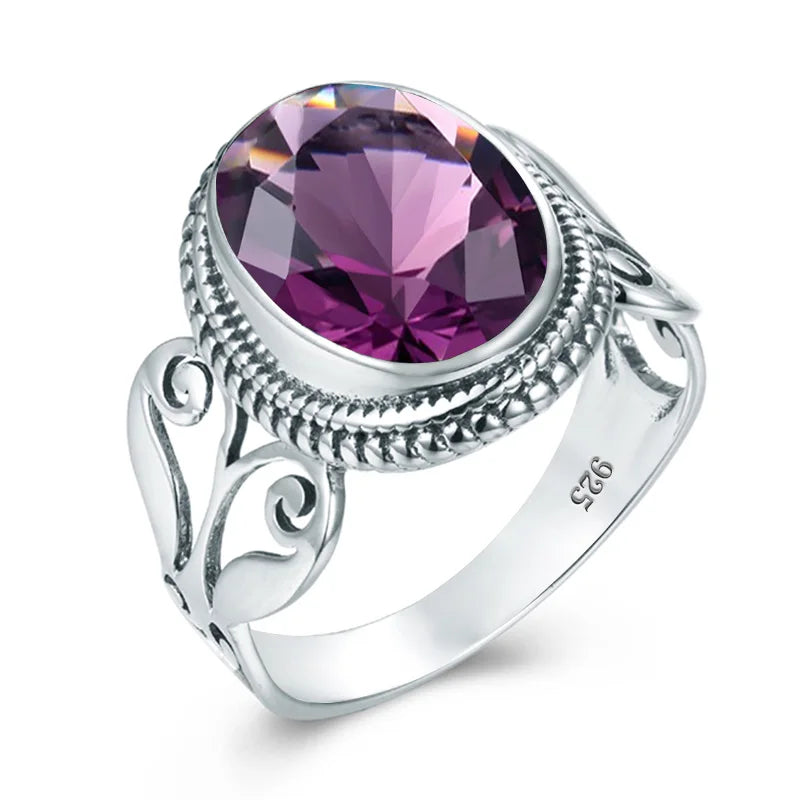 Damen-Ring Aus Sterling Silber Mit Ovaler Rainbow Fire Mystic Topaz Stein 10x16mm Goldtone Schmuck