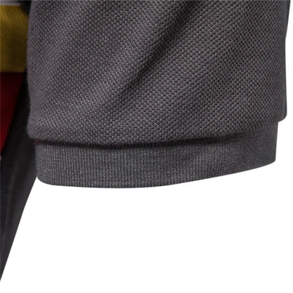 Herren Polo Shirt aus Baumwolle im gestreiften Multicolor Patchwork Design mit Kurzarm