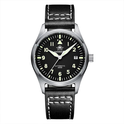 Herren-Vintage-Automatikuhr mit Lederarmband und C3-Leuchtmasse