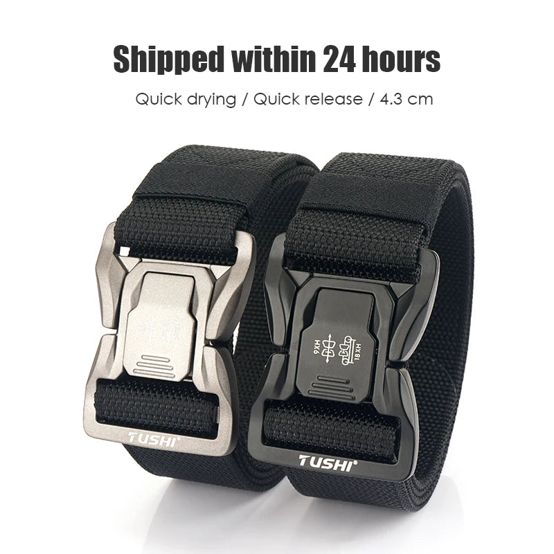 VATLTY New 4.3cm Tactical Outdoor Belt Tight Nylon Aluminum Buckle Quick Release Men's Military Belt Casual Wide Waistband Male