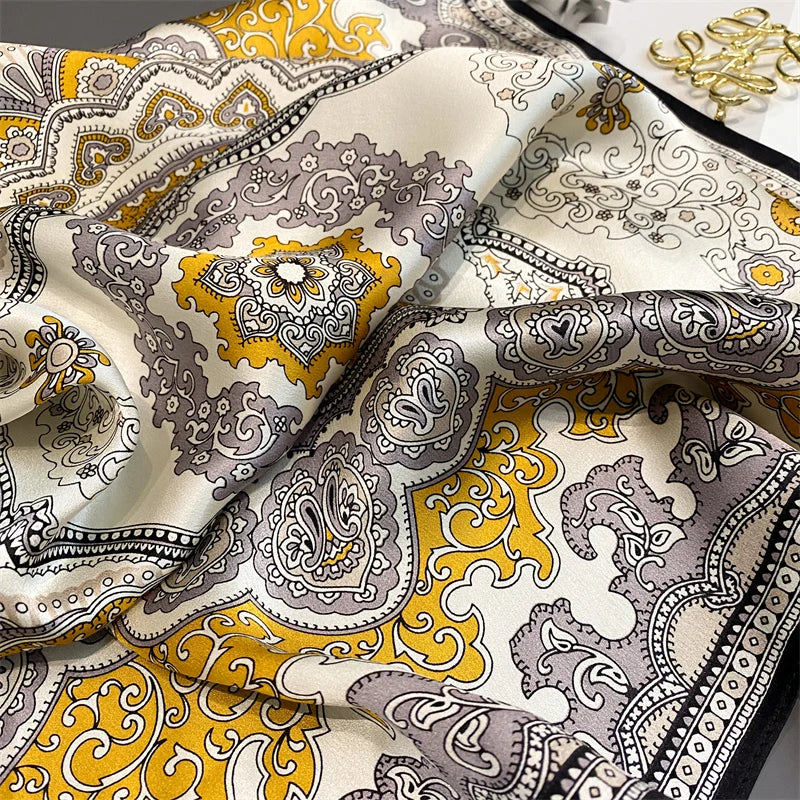Damen Seidenschal quadratisch 70cm Halstuch Bandana Hijab Pashmina I