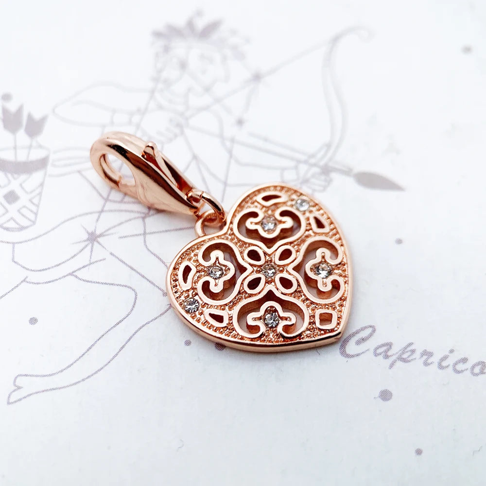 Damen-Charm-Anhänger Ornament Herz ethnisch Liebe aus Sterlingsilber
