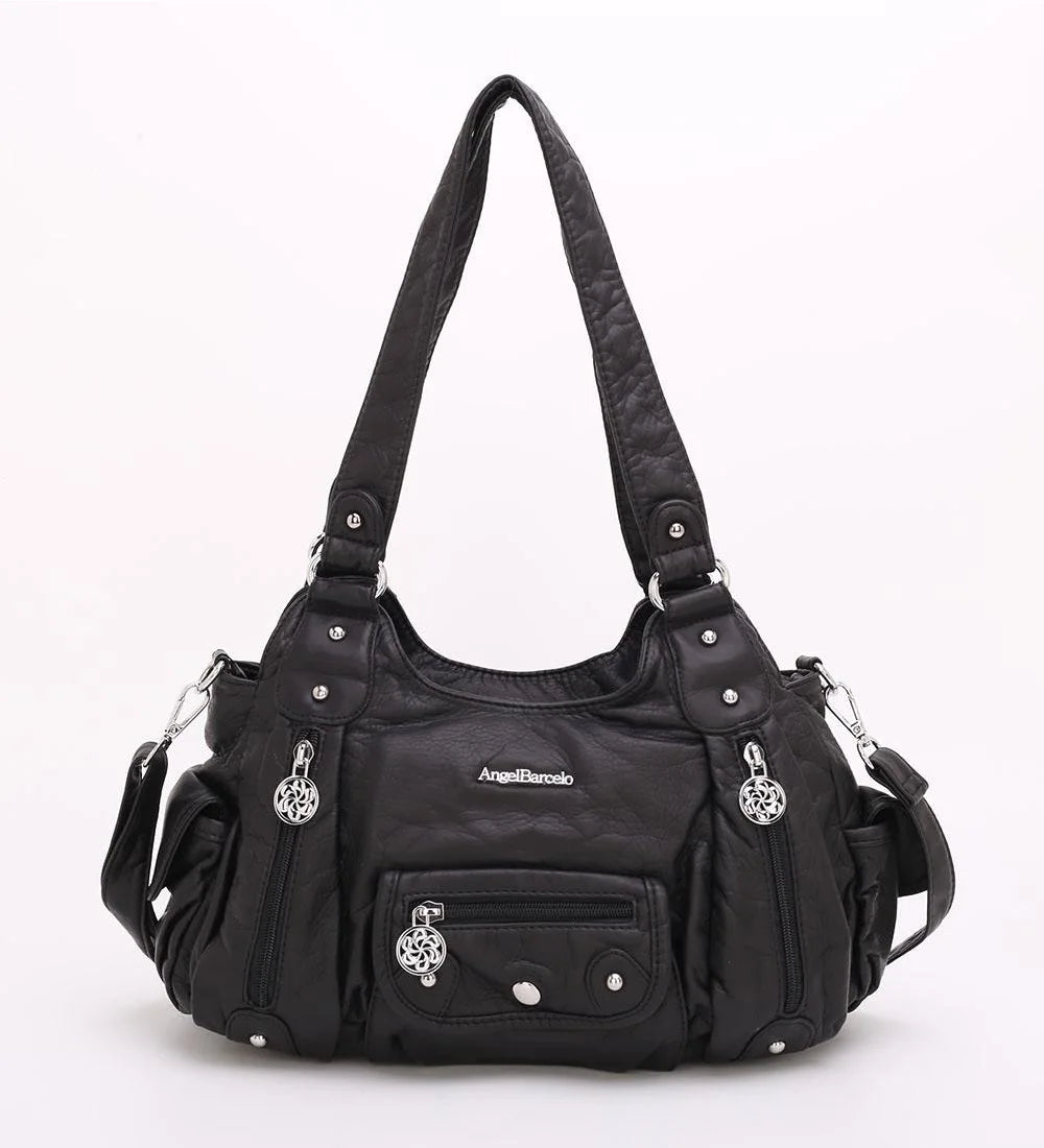 Damen-Schultertasche Aus PU-Leder Mit Reißverschluss Und Innenfach Für Alltag Und Freizeit