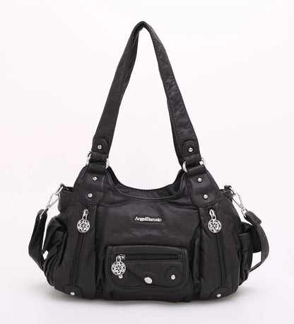Damen-Schultertasche Aus PU-Leder Mit Reißverschluss Und Innenfach Für Alltag Und Freizeit