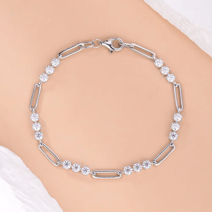Damen-Armband Paperclip-Design mit Moissanit