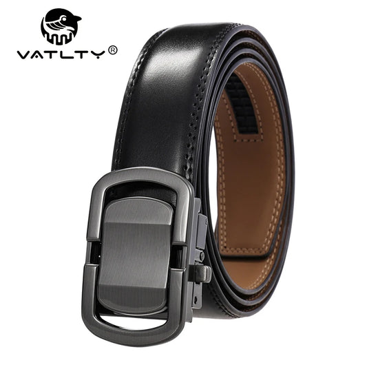Herren-Gürtel aus Leder, 3,5 cm Breite, Natur-Rindsleder, Automatik-Schnalle, geeignet für formelle Anlässe