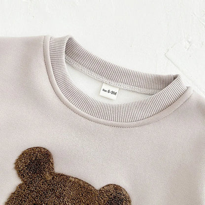 Unisex Baby Outfit Set mit Nette Bär Fleece Hoodie und Hosen
