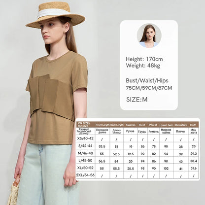 Damen T-Shirt im minimalistischen Stil mit lässigem Komfort und geradem Spleißen