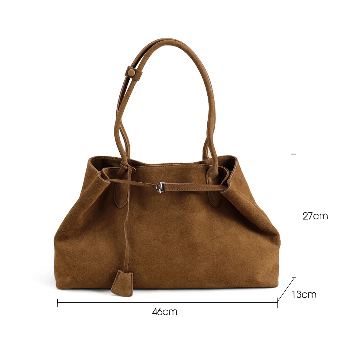 Wildleder Damen-Tote | Große Schultertasche 46x13x27 cm