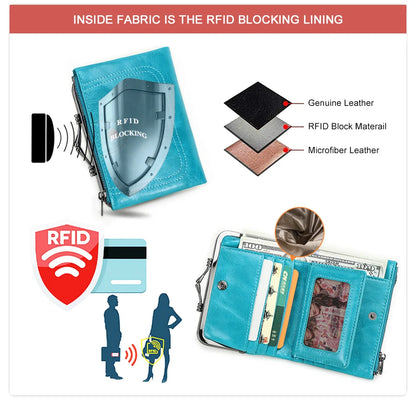 Damen Echtleder Geldbörse RFID Karten Fotohalter Geldbeutel Reise Geschenk