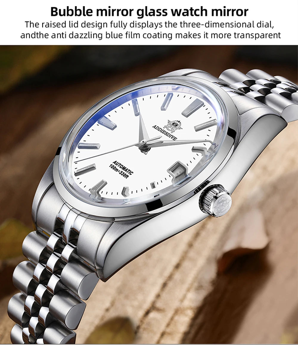 Herren-Vintage-Automatikuhr mit Sunburst-Zifferblatt und NH35A