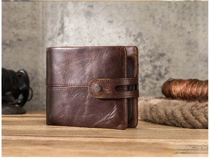 Herren Echtleder Geldbörse Bifold Vintage RFID Kartenhalter Geldclip Münzfach Reise