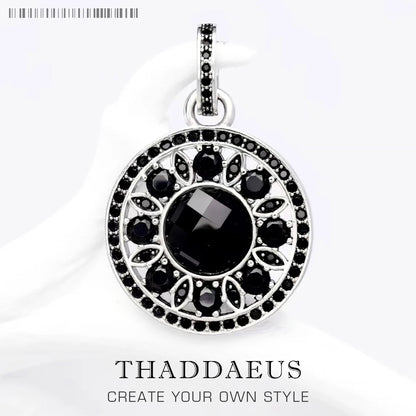 Damen-Charm-Anhänger schwarzes Ornament Glamour Seele aus Sterlingsilber