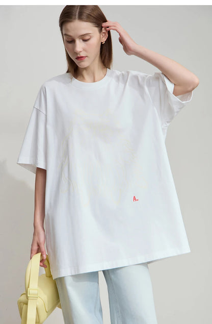Damen T-Shirt mit Druck im lässigen Rundhals-Stil für das Büro