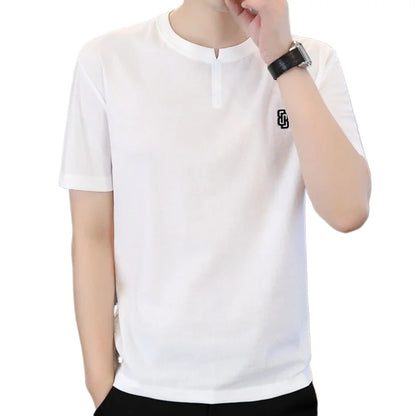 Herren T-Shirt mit Schwalbenschwanz-Kragen aus dünner Eis-Seide für den Sommer