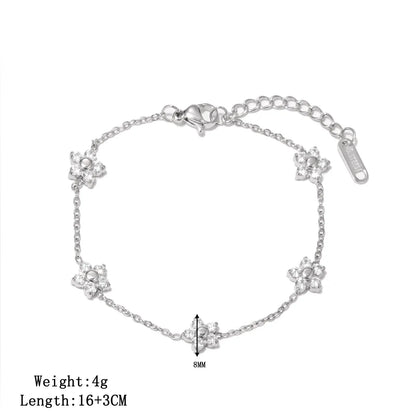 Damen-Kettenarmband mit Gänseblümchen-Zirkonia aus Edelstahl