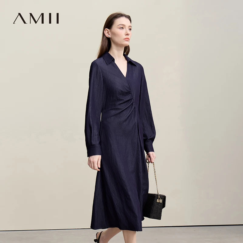 Elegantes V-Ausschnitt Damenkleid Asymmetrisch Für Reisen