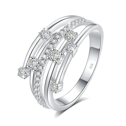 Damen-Ring aus Moissanit, 925er Sterling-Silber, Ewigkeitsband, Zertifiziertes Schmuckstück