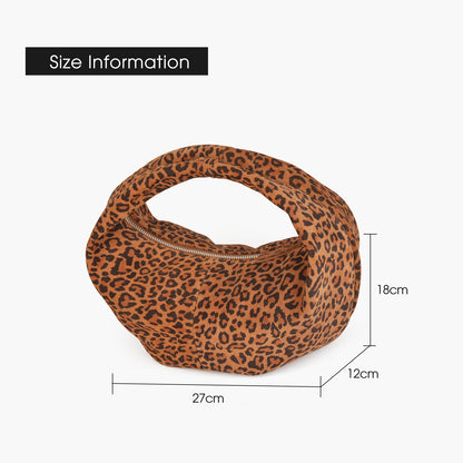 Damen-Handtasche Wildleder Halbmond Leopardenmuster Top-Griff