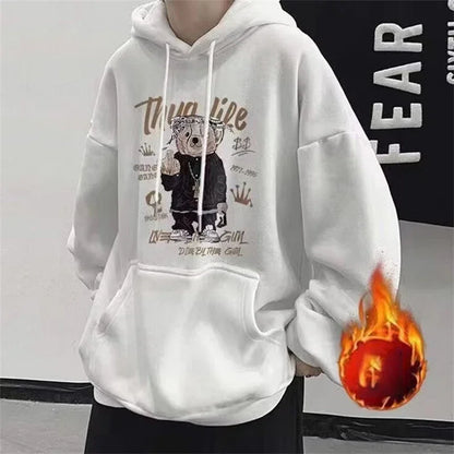 Herren Hoodie mit Herbst Anime Bär Grafik im Hip Hop Stil