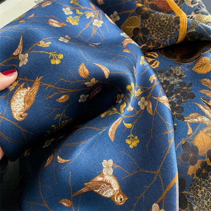 Damen Seidenschal quadratisch einfarbig Halstuch Bandana Foulard Frühling Sommer C