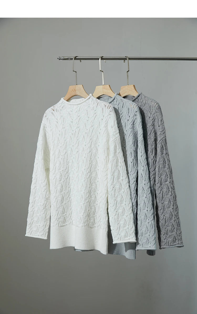 Damenpullover mit Stehkragen, strukturierter Strickoptik, einfarbig, Langarm